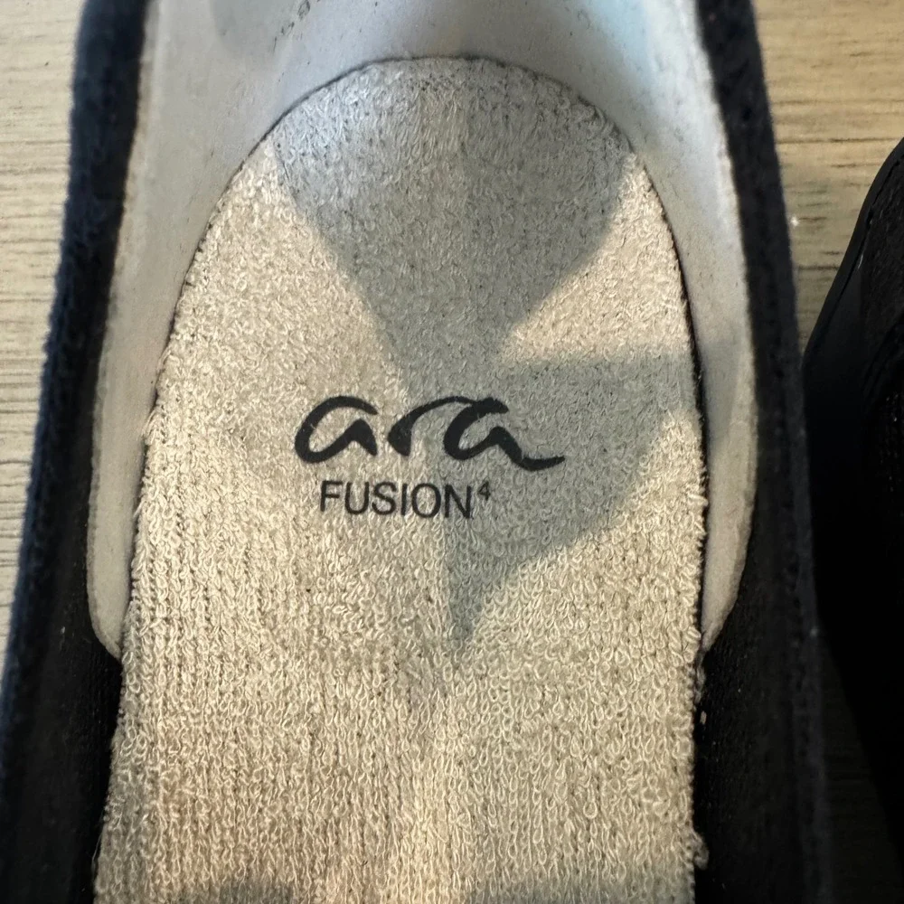 Ara Leena Fusion Women 9.5 UK6 Black Knit Slip On Comfort Sneaker Comfort Casual